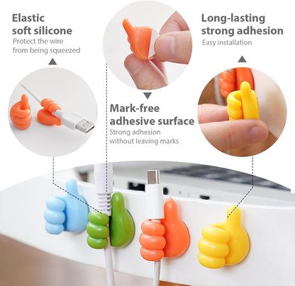 36Pcs Creative Thumbs Up Wall Hooks,Self Adhesive Thumb Cable Organizer Clips,Cute & Fun Cord Cable Clips,Applicable to Kitchen,Bathroom, Bedroom, Office and Other scenarios