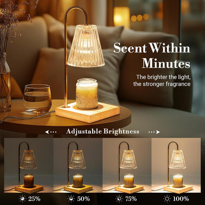 Marycele Candle Warmer Lamp with Timer & Dimmer - Mothers Day Gifts for Women Mom Her, Aesthetic Office Home Decor, Adjustable Height Wax Melter for Candle Jar & 3-Wick Candles (2 Bulbs Included)