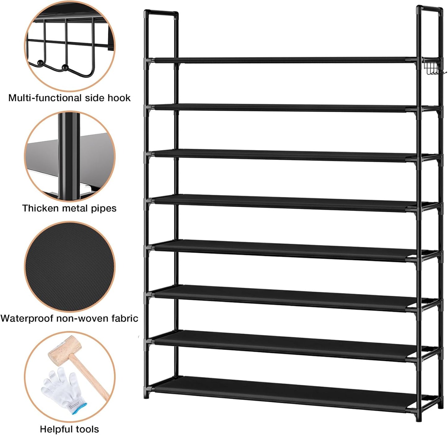 OYREL 5 Tier Shoe Organizer Rack for Closet, Entryway, Garage, Door, Space Saving, Shoe Holder Stand/Tower, Large, 20-25 Capacity