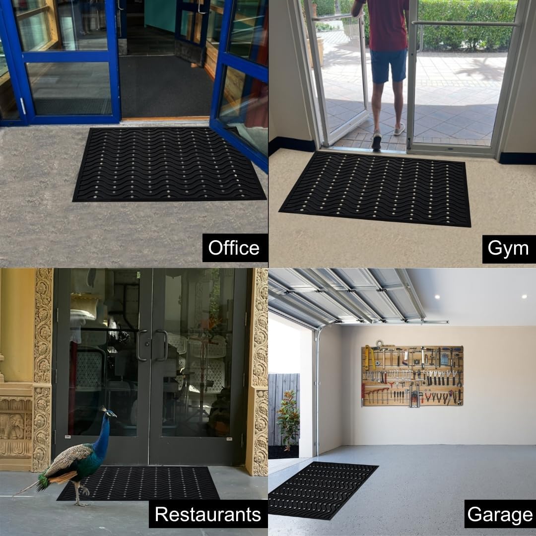 A1HC New Natural Rubber Premium Scrapper Door Mats-Keeps Mud and Dirt Away for Commercial and Residential Use, Office Entrance, Retail, Restaurants, Homes & Any Areas Where is Heavy Traffic 36"x60"