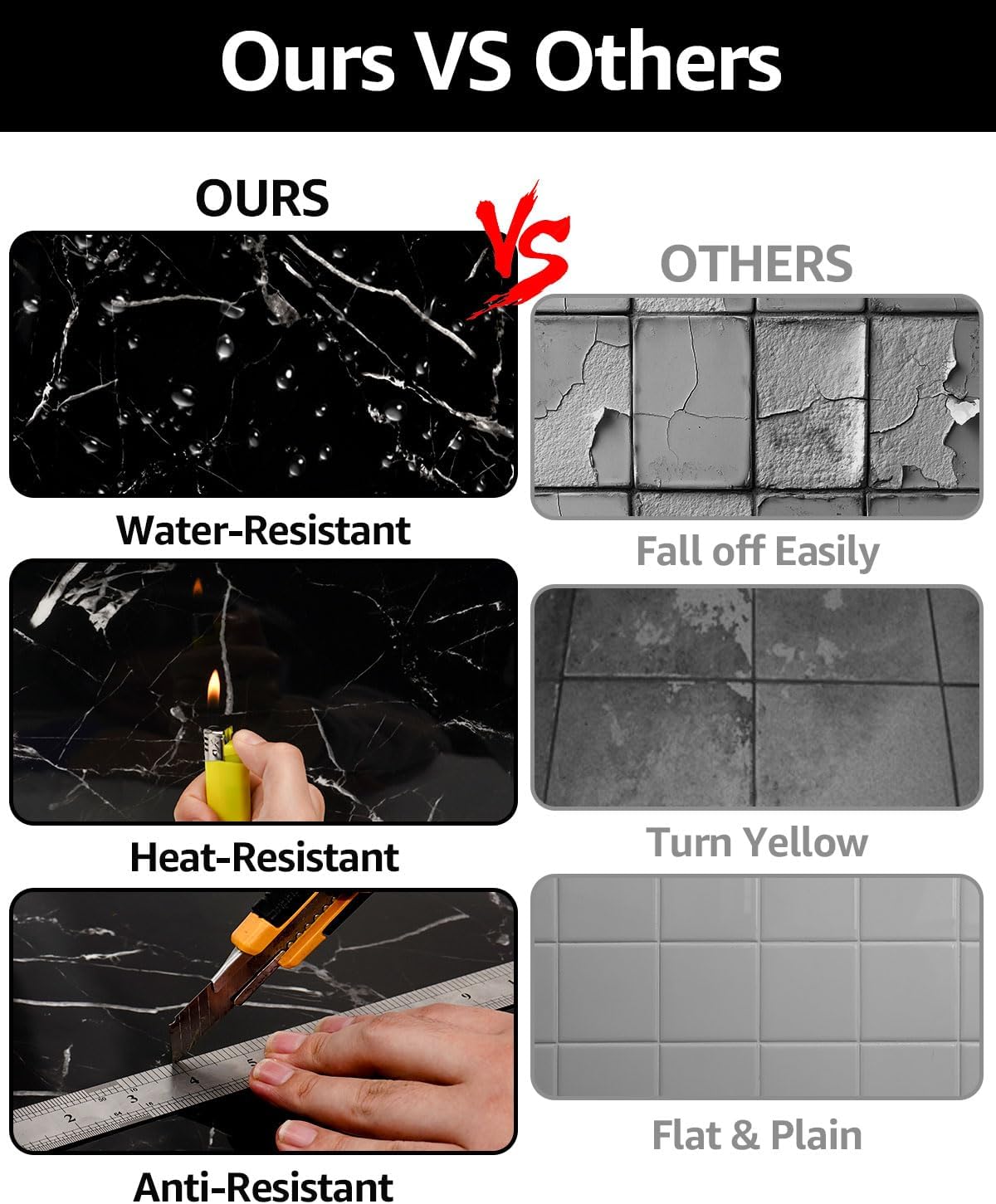 WADILE 10pcs Peel and Stick Shower Waterproof Marble Tiles Wall Panels, 11.8"x11.8" Self-Adhesive Backsplash, for Home Bathroom, Kitchen, Living Room White (Not Real Tile)
