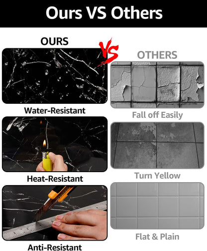 WADILE 10pcs Peel and Stick Shower Waterproof Marble Tiles Wall Panels, 11.8"x11.8" Self-Adhesive Backsplash, for Home Bathroom, Kitchen, Living Room White (Not Real Tile)