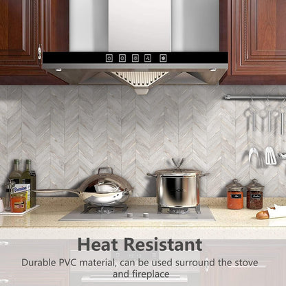 STICKGOO 10-Sheet Herringbone Tile Peel and Stick Backsplash, Beige Mixed Metal Gold PVC Stick on Backsplash, Self Adhesive Wall Tile for Kitchen and Bathroom