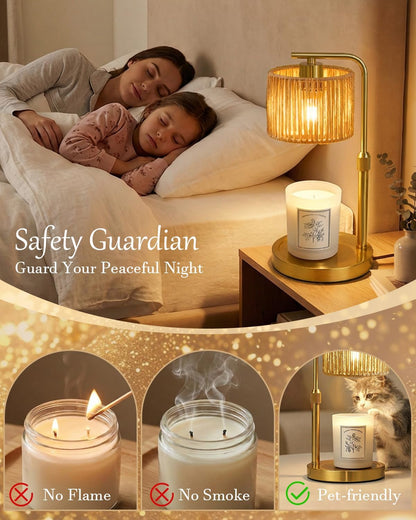 Candle Warmer Lamp with Timer Dimmer, Height Adjustable Modern Farmhouse Candle Warmer, Electric Candle Lamp Warmer with 2 Bulbs, Birthday Gifts for Women Mom, Gift for Home Decor