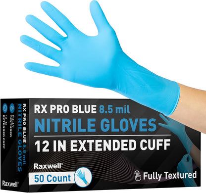 Raxwell Disposable Nitrile Gloves - Heavy Duty Cleaning Gloves - Elbow-Length Dishwashing & Kitchen Use - Chemical Resistant