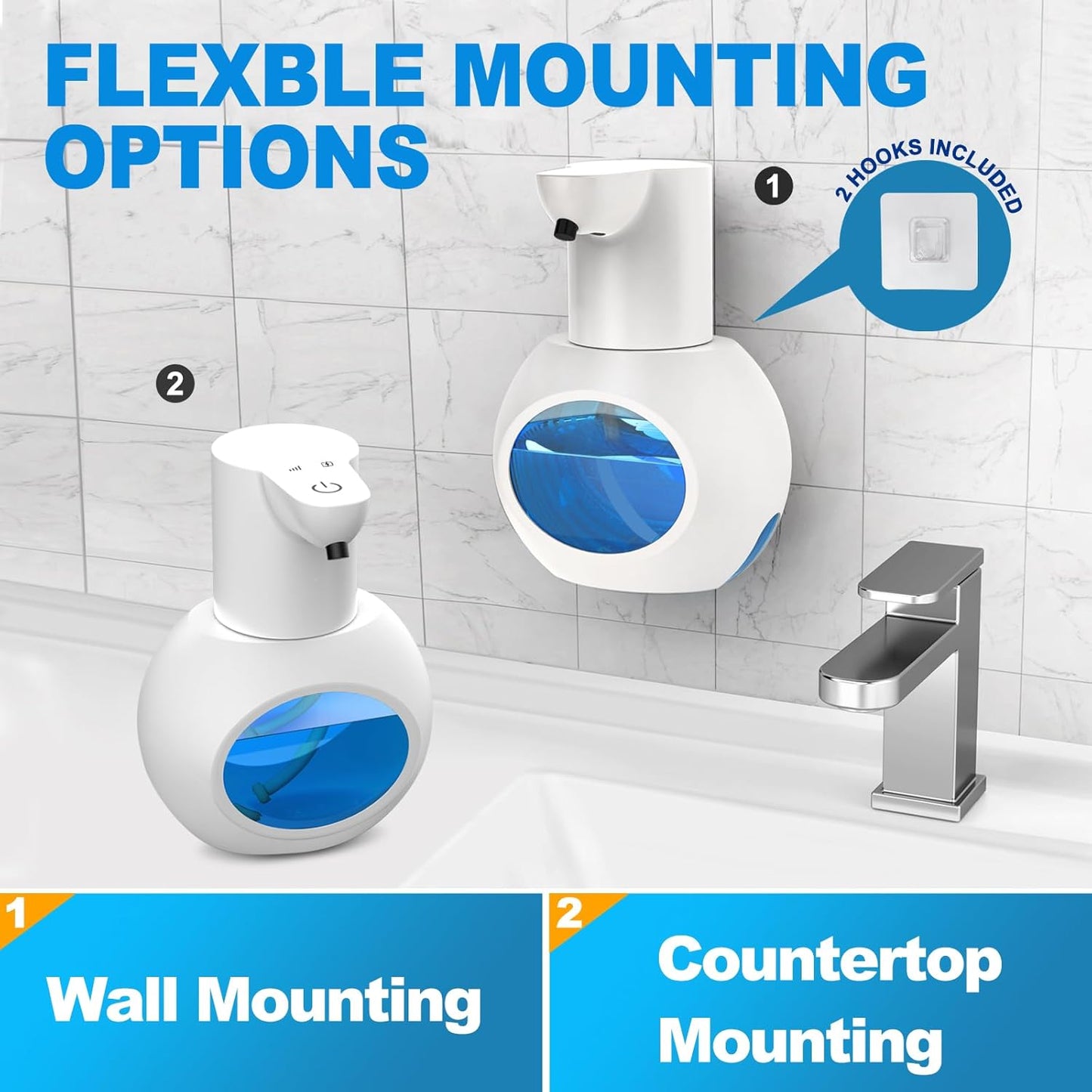 Automatic Foam Hand Soap Dispenser, Rechargeable Touchless Wall Mount Foaming Soap Dispenser, 15oz/420ml, 4 Adjustable Levels Infrared Sensor Electric Dispenser for Bathroom, Kitchen, Office - Black