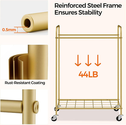 2 Section Laundry Hamper with Wheels and Brake, 100L Laundry Sorter Cart with 2 Removable Liner Bags, Metal Handle, Rolling Laundry Basket for Bedroom Laundry Room