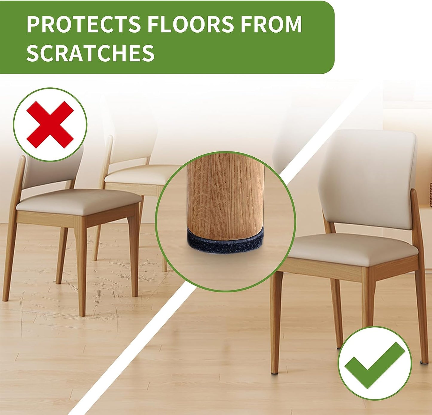 Felt Furniture Pads for Hardwood Floors 48 PCS, Furniture Pads, Floor Protectors for Hardwood Floors, Felt Pads for Furniture, Round, Dark Brown