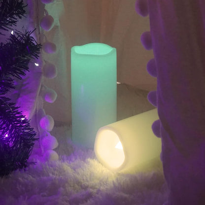 CANDLE CHOICE Waterproof Outdoor Battery Operated Flameless Candles with Remote Timer Plastic Flickering Fake Electric LED Pillars for Lantern Garden Wedding Christmas Decorations 3x4 Inches 3 PCS