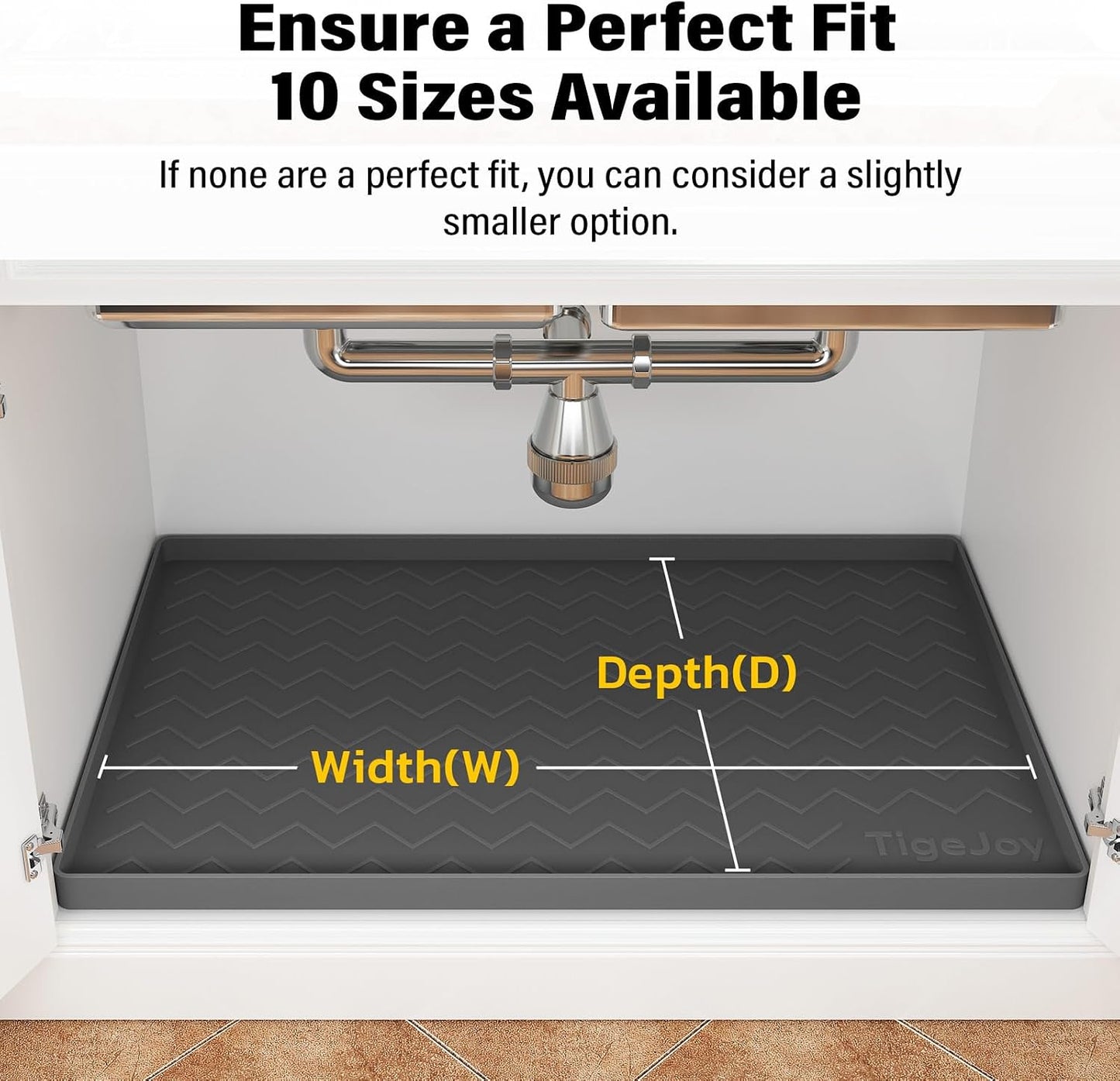 TigeJoy 28" x 19" Under Sink Mats for Kitchen Waterproof, Leak-Proof Silicone Mat Sink Protector and Cabinet Liner, Kitchen Essentials Organizer and Storage, Boot or Shoe Tray, Pet Feeding Mat