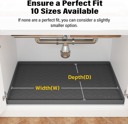 TigeJoy 28" x 19" Under Sink Mats for Kitchen Waterproof, Leak-Proof Silicone Mat Sink Protector and Cabinet Liner, Kitchen Essentials Organizer and Storage, Boot or Shoe Tray, Pet Feeding Mat