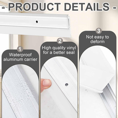 FoldTier 4 Pcs Slotted Door Sweep for Bottom of Door Exterior and Interior, 2-1/8 x 36 Inch, Aluminum Threshold Seal with Flexible Split Rubber, Weather Stripping Draft Dust Noise Stopper