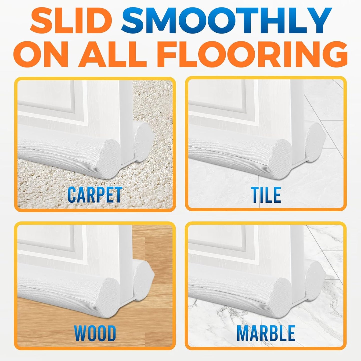 Comfyanno Under Door Draft Stopper - Bottom Door Seal & Gap Filler- Fits 30” to 36” Door, Block Noise, Sound, Air, Bugs, Dust, Easy to Install, Double Side Block, No Adhesive, Black