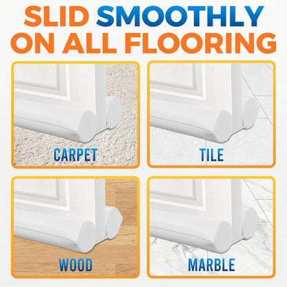 Comfyanno Under Door Draft Stopper - Bottom Door Seal & Gap Filler- Fits 30” to 36” Door, Block Noise, Sound, Air, Bugs, Dust, Easy to Install, Double Side Block, No Adhesive, Black