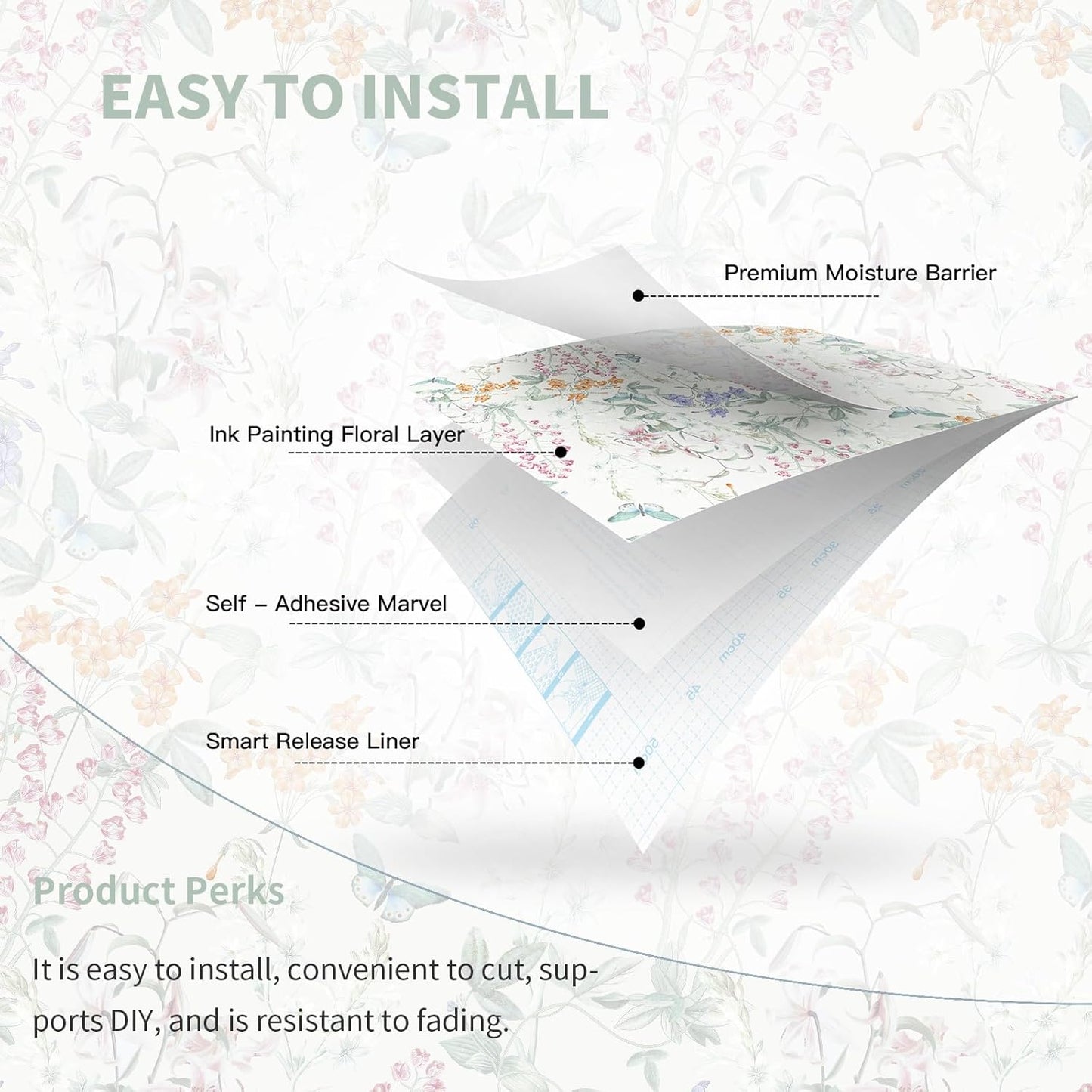 Dimoon 17.3''x78.7'' Vintage Peel and Stick Wallpaper Boho Beige Neutral Contact Paper White Floral Bird Wallpaper Removable Botanical Renter Friendly Modern Wall Paper Bedroom Bathroom Vinyl Roll
