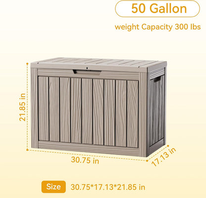 35 Gallon Waterproof Outdoor Storage Box,Deck Boxs for Outdoor and Indoor Use,Deck Storage Box for Picnic Supplies,Gardening Tools,Lockable and Easy to Install(Black)