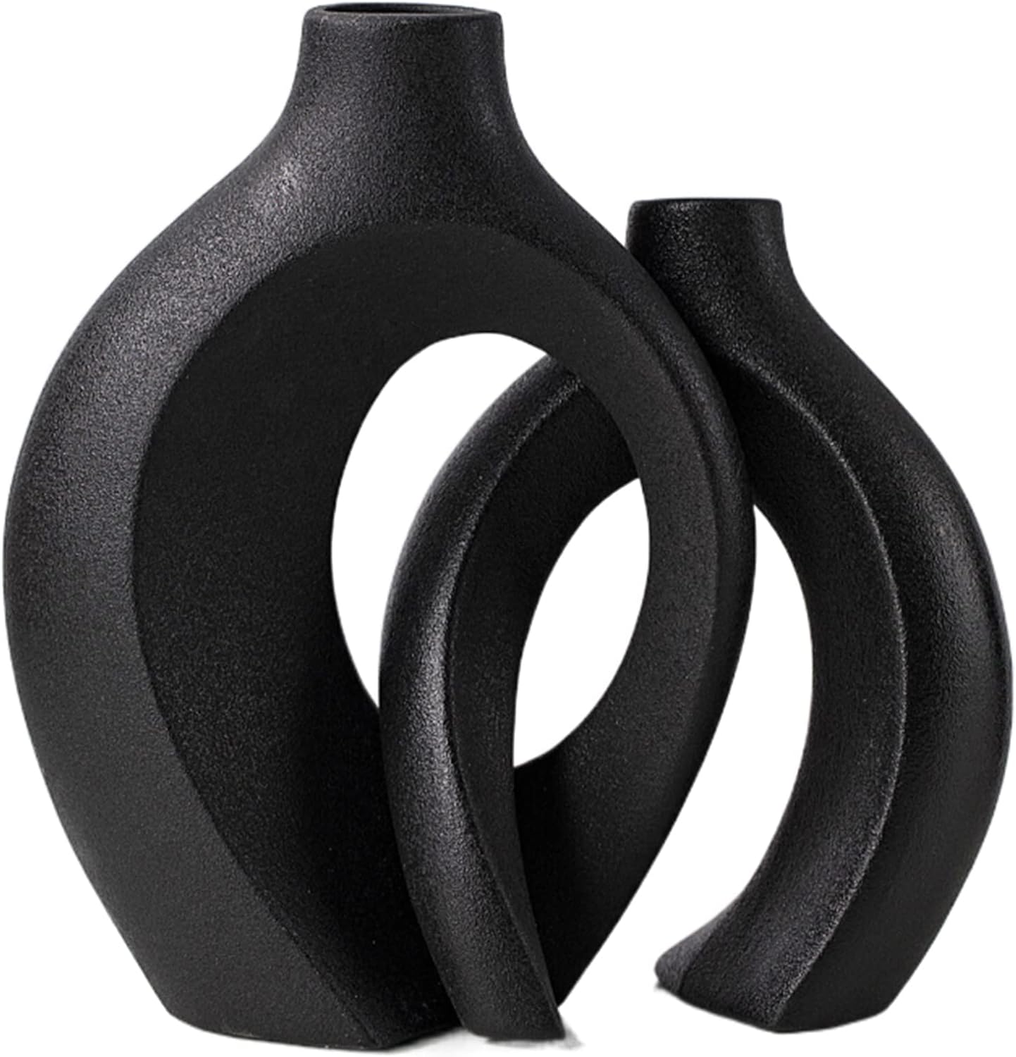 Levvohd Hollow Ceramic Vase Set of 2, Modern Nordic Minimalist Book Style Boho Aesthetic Vases for Home Decor Living Room Shelf Entryway Coffee Centerpiece Table Decorative (Cream White)