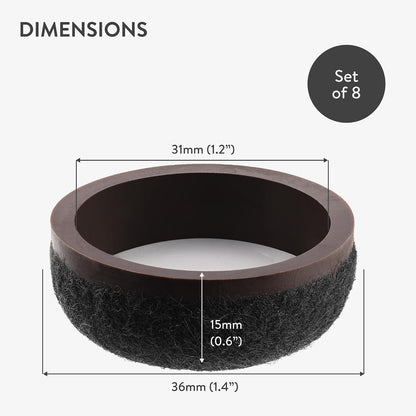 Aneaseit Felt Furniture Pads - Round Chair & Table Leg Protection for Hardwood Floors - Heavy Duty Floor Protectors - Pad Sliders for Chair Legs - 1 inch (25mm) 8 Pack - Black
