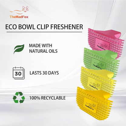 6 Pack Toilet Bowl Freshener Clip, Eco Bowl Clip Air Freshener for Bathroom, Odor Eliminator with Natural Fragrance Oils, Long Lasting Up to 30 Days, Discreet Secure Clip for Toilet Rim