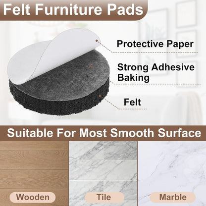 uxcell Furniture Pads, 36Pcs 0.5" - Round Self Adhesive Felt Furniture Pads, Floor Protectors for Furniture Feet Chairs Legs Hardwood Floors (Black)