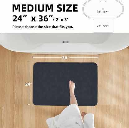 TYUU Bath Mat, Bathroom Rugs Non Slip Washable Thin Absorbent Quick Dry Bath Mat Fits Under Door Bathroom Floor Mat Perfect for Bath, Shower, or Sink 16"x24" Dark Grey
