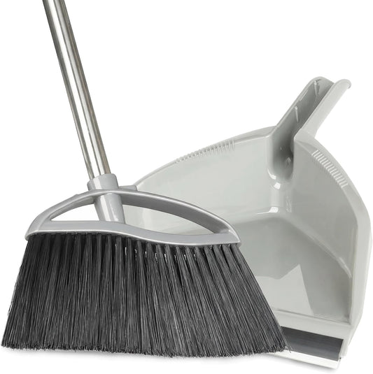 3 Pack Wide Heavy Duty Angle Broom - Stiff Bristle Outdoor Brooms for Sweeping Patio, Garden, Garage, Yard (Black, Yellow, Green)