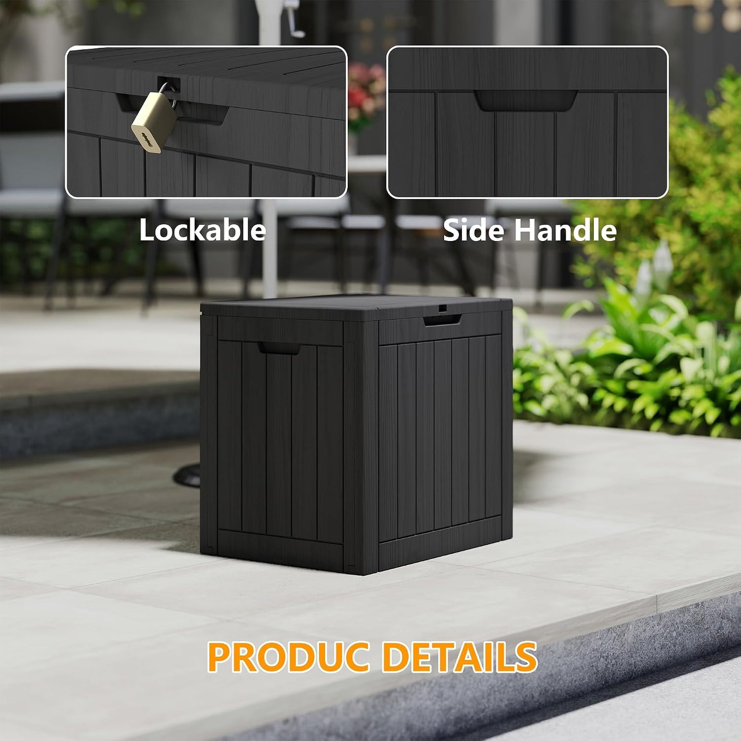 200 Gallon Deck Boxes Outdoor Waterproof, Outdoor Storage Box with Lockable Lid & UV-Resistant for Patio Furniture, Outdoor Cushions, Garden Tools and Pool Supplies, Light Brown