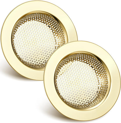 Retisee 2 Pcs Sink Strainer Stainless Steel Kitchen Sink Drain Strainer Basket Cover Mesh Hair Food Catcher, Large Wide Rim of 4.4 Diameter(Brushed Silver)