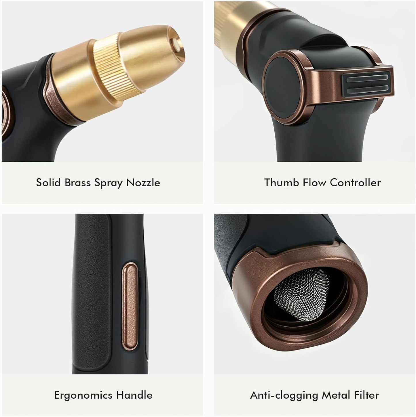 RESTMO Garden Hose Nozzle, Heavy Duty Water Hose Sprayer for Outdoor | Zinc Alloy Metal, Thumb Control, Precise Flow, Adjustable Spray Patterns, Leak-proof, Ideal for Lawn & Plant & Car, Black