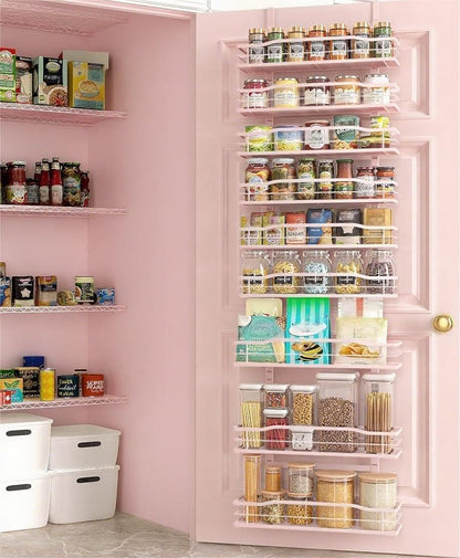 Moforoco White 9-Tier Over The Door Pantry Organizer, Pantry Organization And Storage, Metal Hanging Spice Rack Shelves Door, Home & Kitchen Essentials, Laundry Room Bathroom Organization