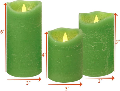 Battery Operated Flameless Candles with Remote Timer Real Wax Realistic Bright Flicker Flickering Electric Electronic LED Pillar Lights Home Wedding Party Decorations Set of 3 Rustic Texture Gray Grey