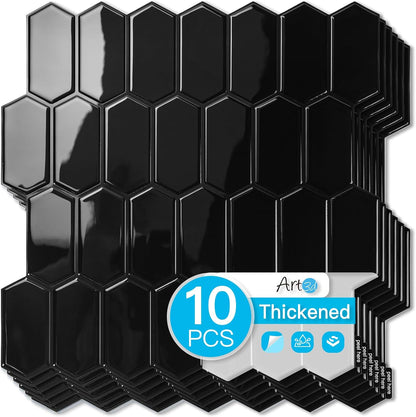 Art3d 10-Sheet Heavy-Duty Peel and Stick Backsplash, Self-Adhesive Vinyl Wall Tiles for Kitchen Countertop Bathroom, White