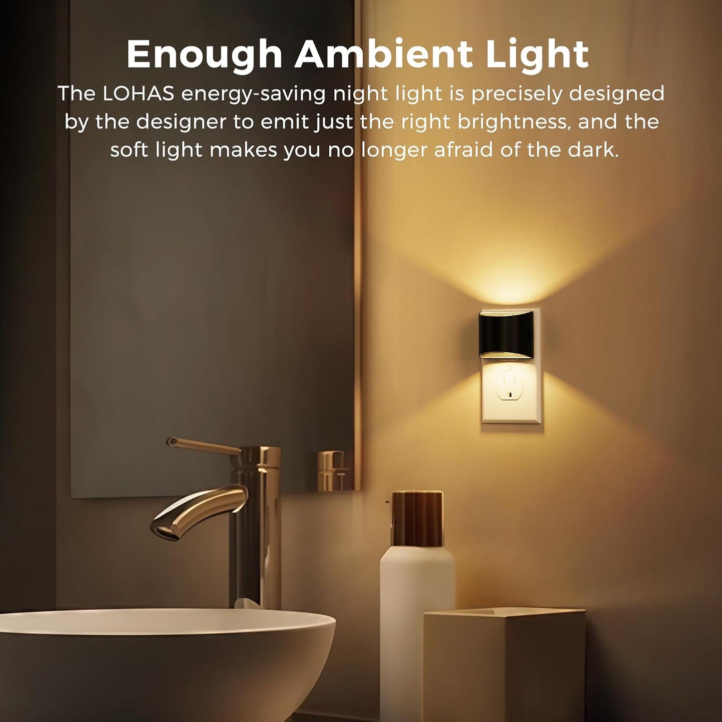L LOHAS LED Night Lights Plug into Wall 2 Pack, Dusk to Dawn Sensor Nightlight, Brightness Adjustable, 3000K Soft White