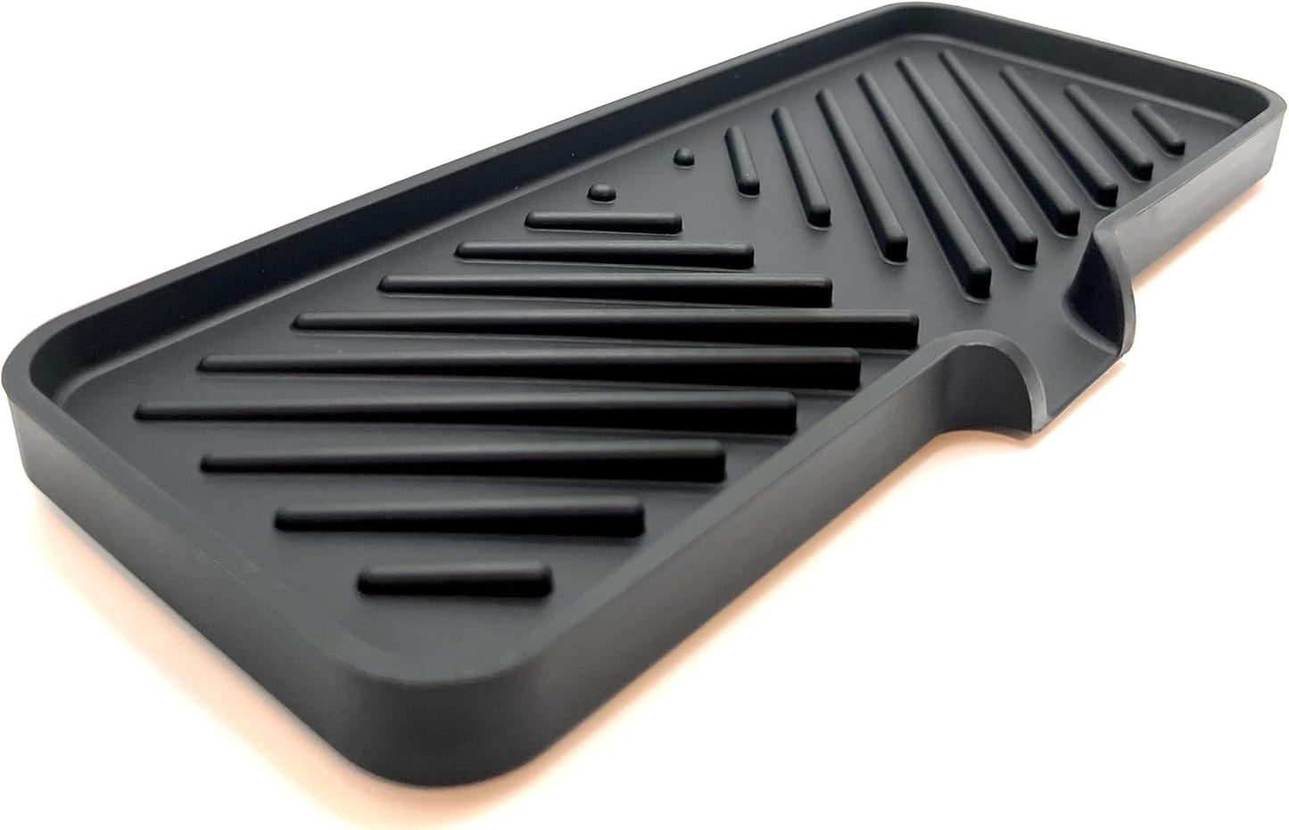 Silicone Soap Dish Tray and Sponge Holder with Drain Chute and Feet | 3-Way Sloped Design | Bathroom and Kitchen Sink Organizer Caddy (Black, 10"x4", 7.8 Ounces)