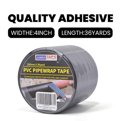ADHES Corrosion Protection Pipe Tape, 2 Inch X 36 Yds(108FT), 6.0Mil PVC Pipe Wrap Tape Weatherproof Wrap Duct Tape for Drain Pipe, Metal & Electrical Piping, Outdoor, Underground Pipe, Black
