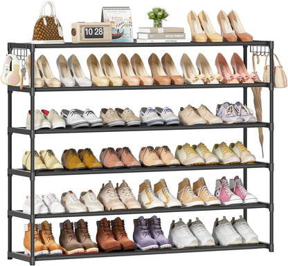 LUKYTOWER Extra Long Shoe Rack 2 Tier Shoe Storage Organizer Wide Stackable Shoe Organizer Racks for Closet Entryway,Shoe Shelf Stand Sturdy Durable Shoes Rack Holder Save Space