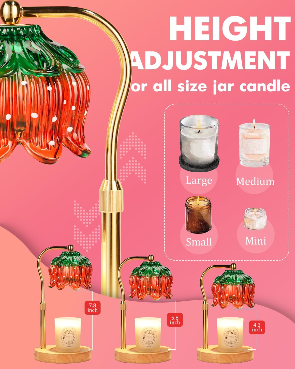 Funistree Flower Candle Warmer Lamp with Timer, Dimmable Candle Lamp Warmer, Christmas Birthday Gifts for Women Mom Her, Housewarming Home Decor, Lotus Wax Warmer for Yankee Candles - Lily Amber