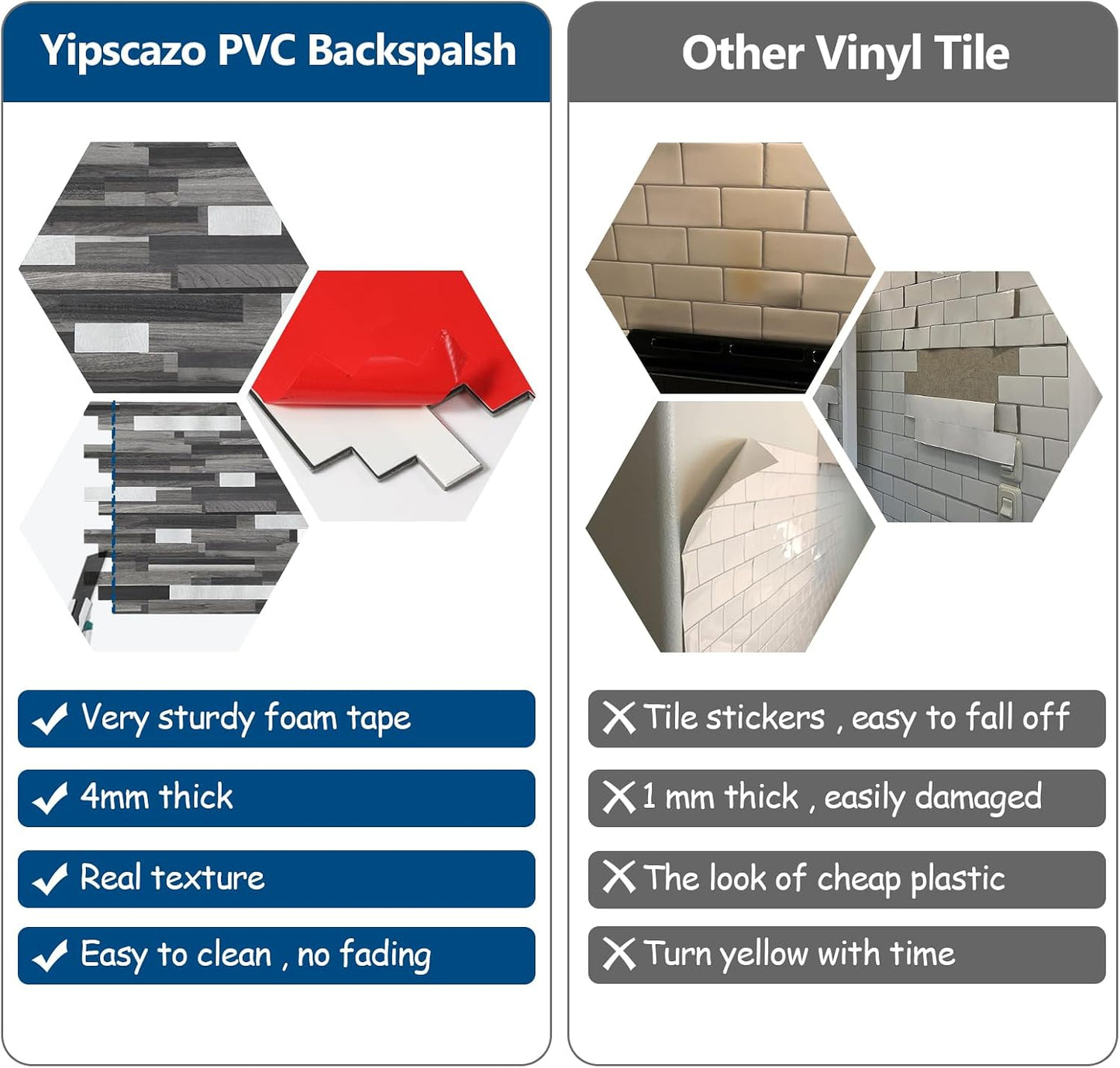 Yipscazo 2026 New Upgrade 11.34" X 11.57" Peel and Stick Backsplash, Stick on Backsplash Tiles for Kitchen, Bathroom, Fireplace (10 Sheets, Beige Rocks + Rose Gold)