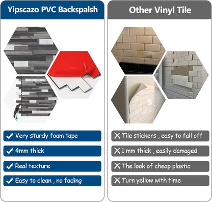 Yipscazo 2026 New Upgrade 11.34" X 11.57" Peel and Stick Backsplash, Stick on Backsplash Tiles for Kitchen, Bathroom, Fireplace (10 Sheets, Beige Rocks + Rose Gold)