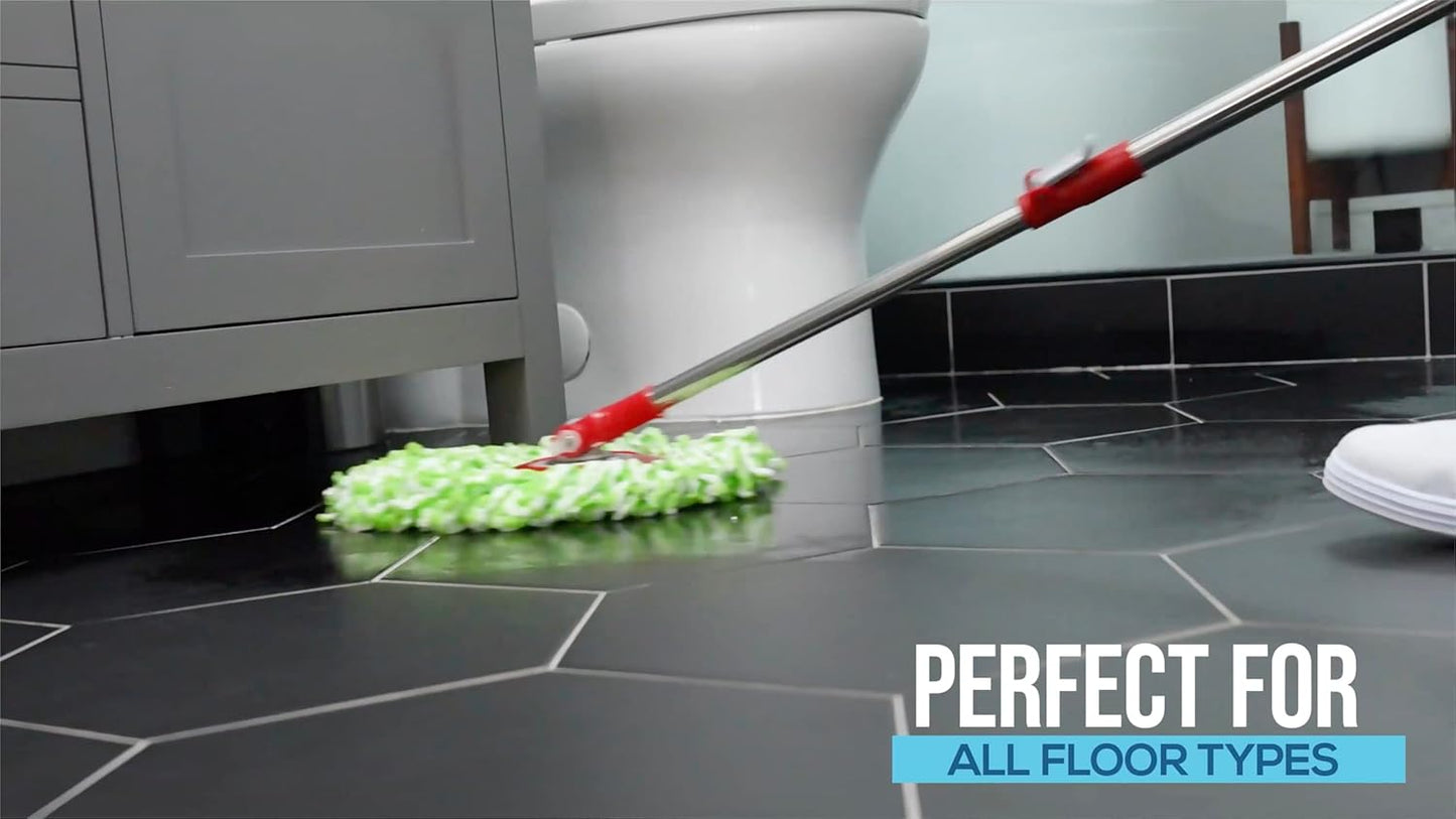 Simpli-Magic 79349 Spin Mop Cleaning System with 3 Microfiber Mop Heads, Red/Black