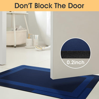 ACCUMTEK Non Slip Bath Mat, Thin Bathroom Rugs Fit Under Door, Quick Dry Bath Mats, Machine Washable Bath Rugs for Bathroom, Bathtub & Kitchen, Grey/Bordered/24 x17
