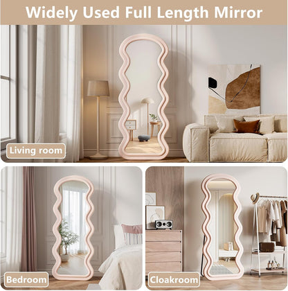 71"x32" Flannel Full Length Mirror, Arched Mirrors Full Length with Stand, Flannel Floor Mirror for Bedroom and Living Room, Full Body Mirror Hanging or Leaning, White