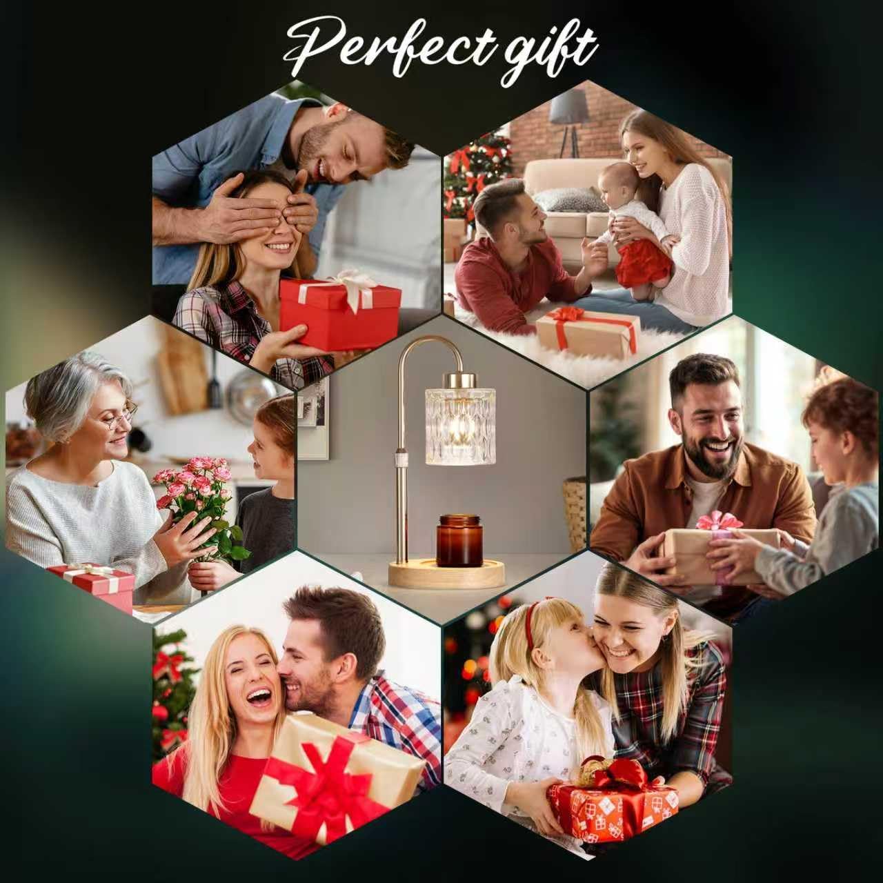 MEIXISUE Candle Warmer Lamp with Timer and Dimmer,Electric Gold Light Gifts for Women Melt Wax Warmer Lamp with 2 Bulbs for Candle Jars House Warming New Home Decor Bedroom