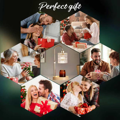 MEIXISUE Candle Warmer Lamp with Timer and Dimmer,Electric Gold Light Gifts for Women Melt Wax Warmer Lamp with 2 Bulbs for Candle Jars House Warming New Home Decor Bedroom