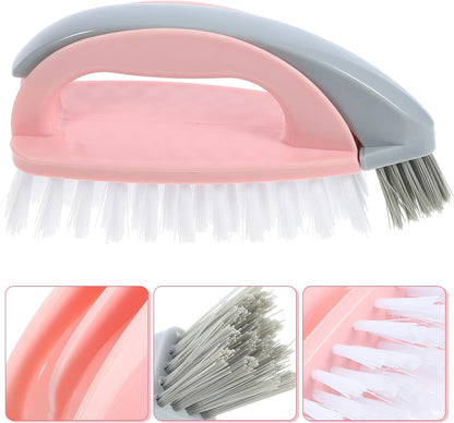 FRCOLOR Multi-Function Laundry Brush for Shoes and Clothes Cleaning Pink Plastic Handle, Practical Scrubbing Brush for Household Use and Bathtub Cleaning