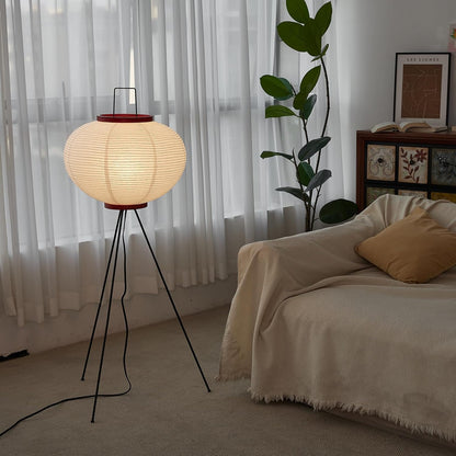 Japanese Rice Paper Floor Lamp - 3000K Color Bulb Included 49.2 Inches White Akari Standing Light - Handmade Japandi Noguchi Lamp with Lantern Lamp Shade for Bedroom Dining Room Living Room