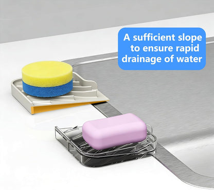 Sponge Holder for Kitchen Sink, Dish Sponge Holder & Soap Tray with Drain, Bathroom Sink Sponge Drying Rack & Perfect Organizer for Dispenser,Bottle,Cup on Sinks or Counter(8"x 4"Gray)