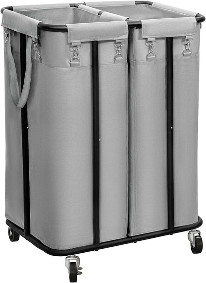 WOWLIVE Laundry Hamper with Wheels 260L Rolling Laundry Basket 3 Section Organizer Laundry Cart with Steel Frame and Removable Bags Large Dirty Clothes Hamper Dorm Room Storage for Bedroom