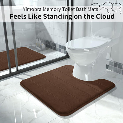 Yimobra Memory Foam Bath Mat, Super Soft Absorbent Bathroom Rug Non Slip, Quick Dry, Machine Washable Floor Carpet for Tub Shower, Home Decor Accessories, 24x17, Grey