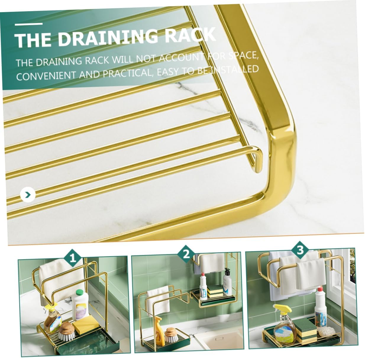 Wall Hanging Kitchen Drain Rack Practical Storage Stand for Duster Cloth Cleaning Sponge Lightweight Material with Water Tray for Easy Access and Drying Kitchen